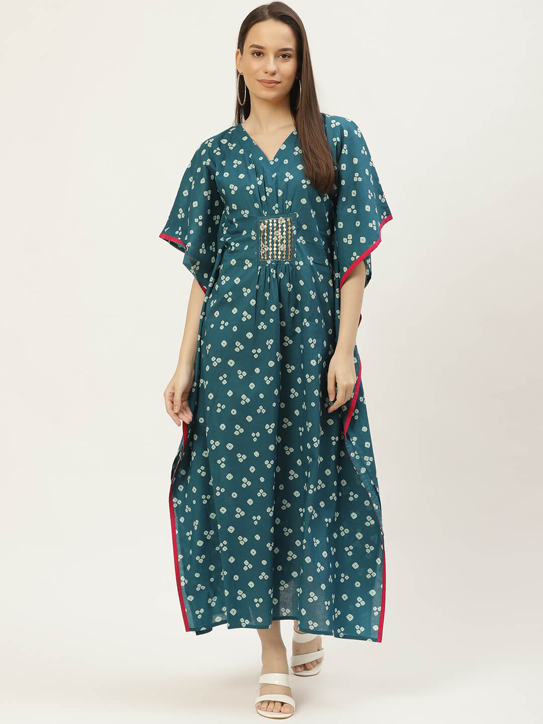 Teal Blue Embroidered Kaftan Maxi Dress | Dresses for women